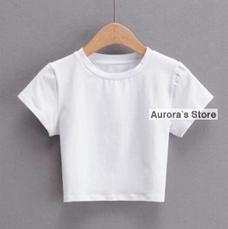 Gambar [NEW] Kaos Crop Top Wanita Lengan Pendek Polos Korea Style Press Body - Putih, L dari Aurora's Store ID undefined Tokopedia