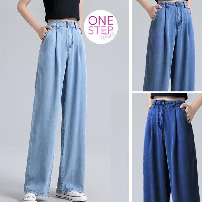Gambar Harga Terendah Di Pasaran! Hhwaist Loose Kulot Soft Jeans Tencel Denim dari ginasumsi undefined Tokopedia