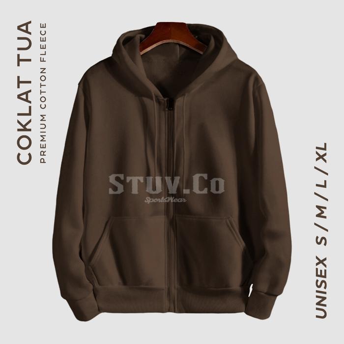 Gambar Best seller !!! Jaket Sweater Polos Hoodie Zipper/Resleting Coklat - ZIPPER COKLAT, M dari STUVCO SPORTSWEAR undefined Tokopedia