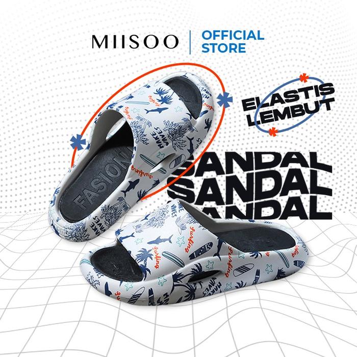 Gambar MIISOO Sandal Wanita Pria Slip On/Sandal Unisex/Sandal Unisex flip flo - Hitam/Putih, 44/45 dari MIISOO Kab. Tangerang Tokopedia