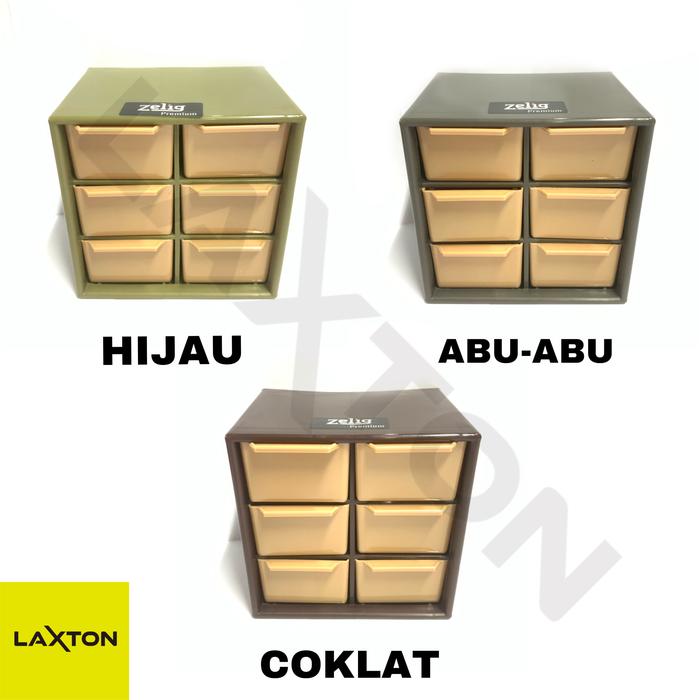Gambar ZELIG rak 6 sekat 9 sekat kotak mini laci serbaguna kotak perhiasan - 6 LACI, COKLAT dari Laxton Store undefined Tokopedia