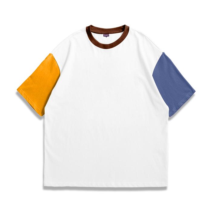 Gambar Kaos Oversize Tricolor - Cotton Combed Material | Fabric and Basic - White - Mustard, S dari Fabric and Basic undefined Tokopedia
