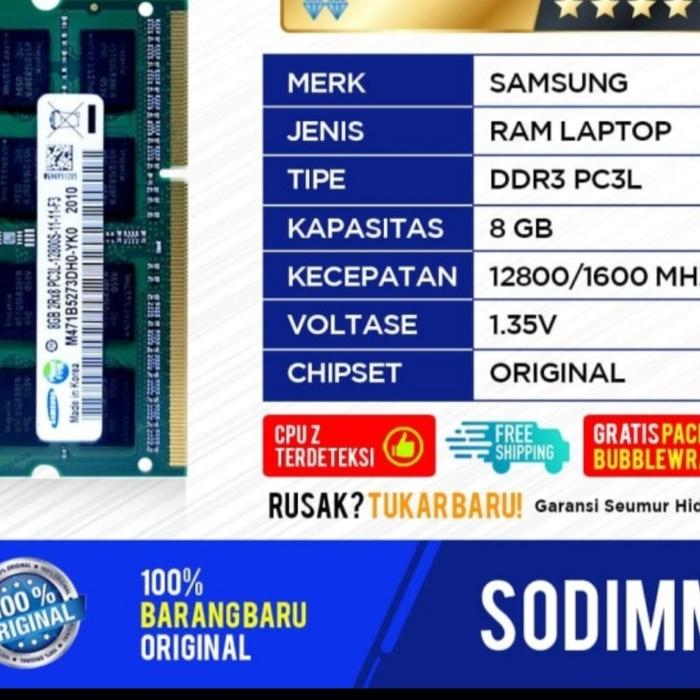 Jual Ram Sodim Samsung DDR3 PC3L 8Gb PC 12800 Kota Banjarmasin