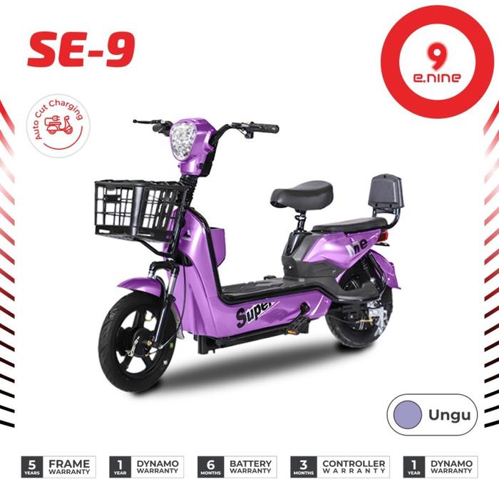 Gambar Sepeda Listrik E-NINE SE-9 ENINE E9 9NINE Electric Bike - Ungu dari Sepeda dan Motor Listrik undefined Tokopedia