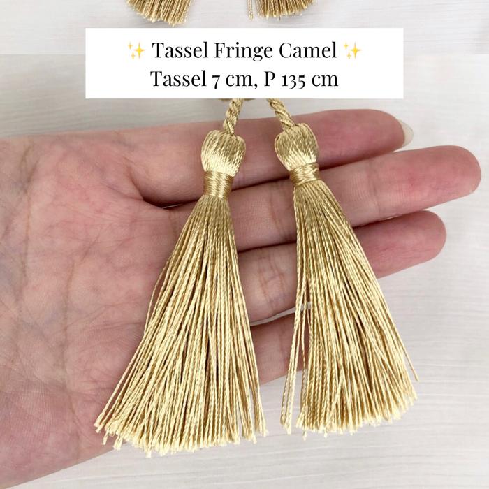 Gambar Tassel Premium Rumbai Tali Panjang 55cm Cantik Aksesoris Rumbai - Camel dari Istana Kancing undefined Tokopedia