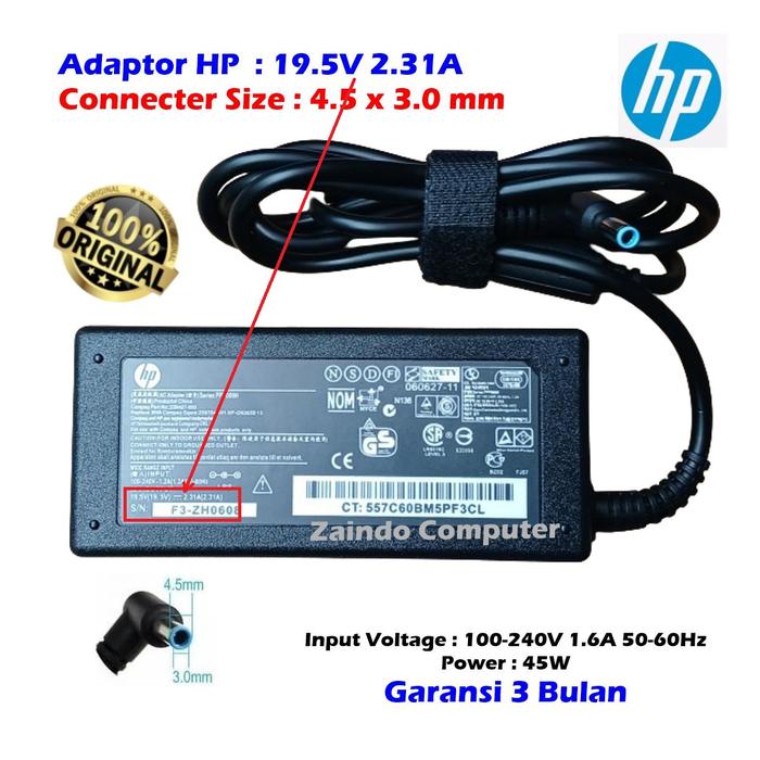 Gambar ORIGINAL ADAPTOR HP 19.5V 2.31A PIN, CHARGER HP 19.5V 2.31A ORI - ADAPTOR SAJA dari ZAINDO KOMPUTER ONLINE undefined Tokopedia