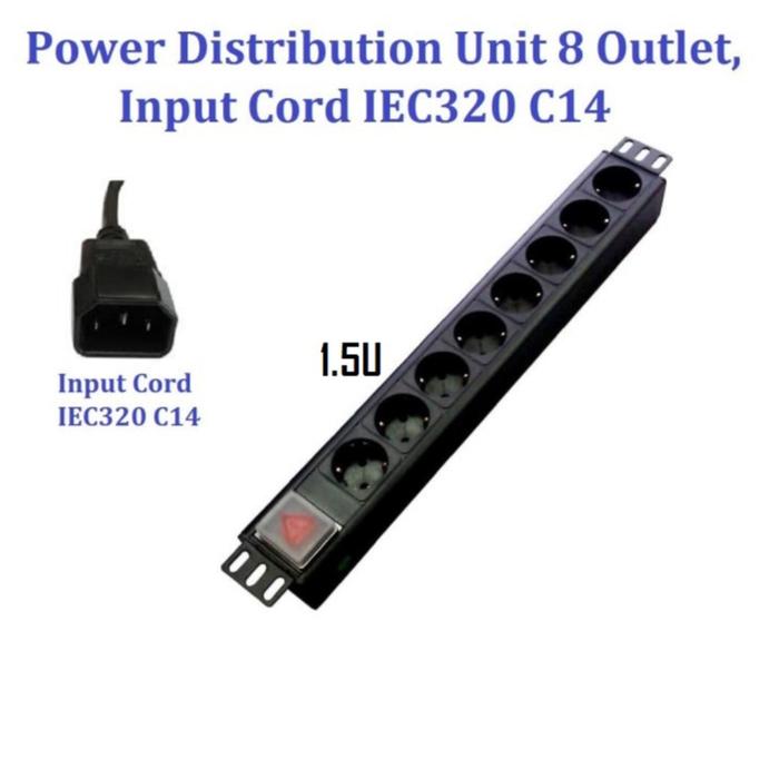 Jual Power Distribution Unit 8 Outlet Input Cord IEC320 C14 - 1.5U ...