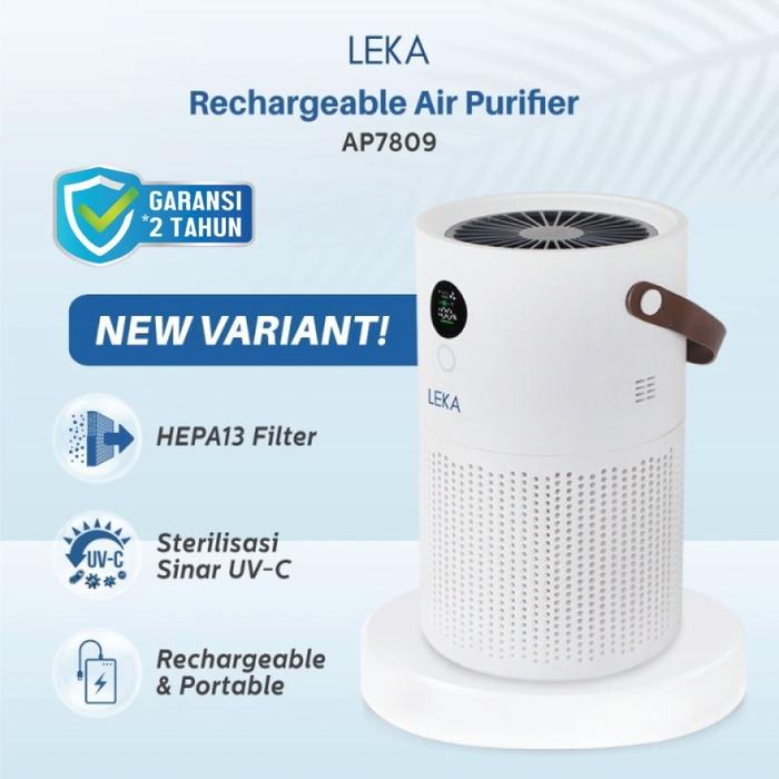 Gambar LEKA AP7809 Rechargeable Air Purifier - HEPA13 Filter UVC Ion Portable - AP7809UVC dari Tissor Official undefined Tokopedia
