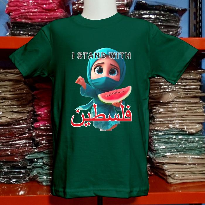 Gambar Ready Kaos Anak Untuk Perempuan Tema Semangka Palestina Bahan Katun - Hijau Botol, XL dari NAGHAE_STORE undefined Tokopedia