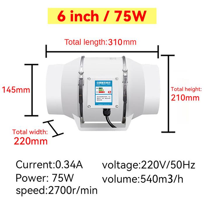Gambar 4" Inline Duct Fan Blower Hisap/Hydroponic Fan Mixed/Extractor Fan - 6Inch dari FunToys711 undefined Tokopedia