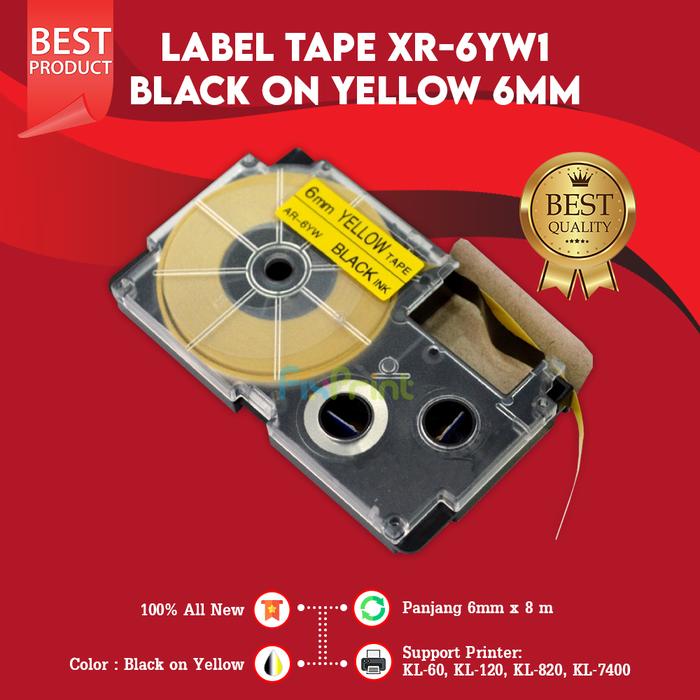 Jual Label Tape Casio XR-6WE1 Black On White 6mm Printer KL60 KL820 ...