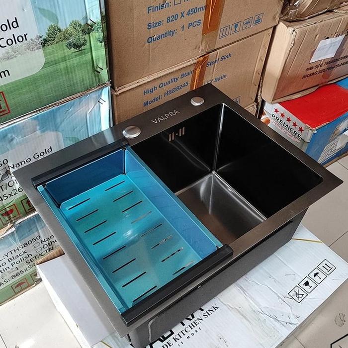 Gambar PAKET KITCHEN SINK 5040 BLACK VALVRA/BAK CUCI PIRING HITAM KOMPLIT - BODY ONLY dari ADI STORE 832 undefined 4 Tokopedia