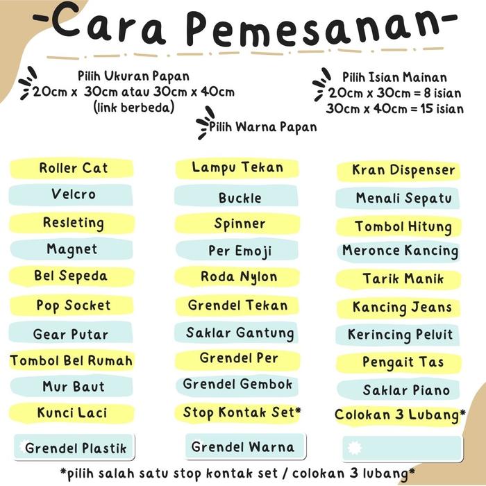 Gambar Mainan Edukasi Busy Board / Papan Main Busy Board - Request isi 8 dari Decorin Metal Supplier undefined Tokopedia