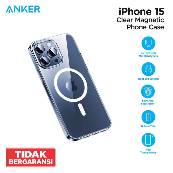 Gambar Phone Case Magnetic for iPhone 15 Clear - 15 - 15 dari Anker Official Medan undefined Tokopedia