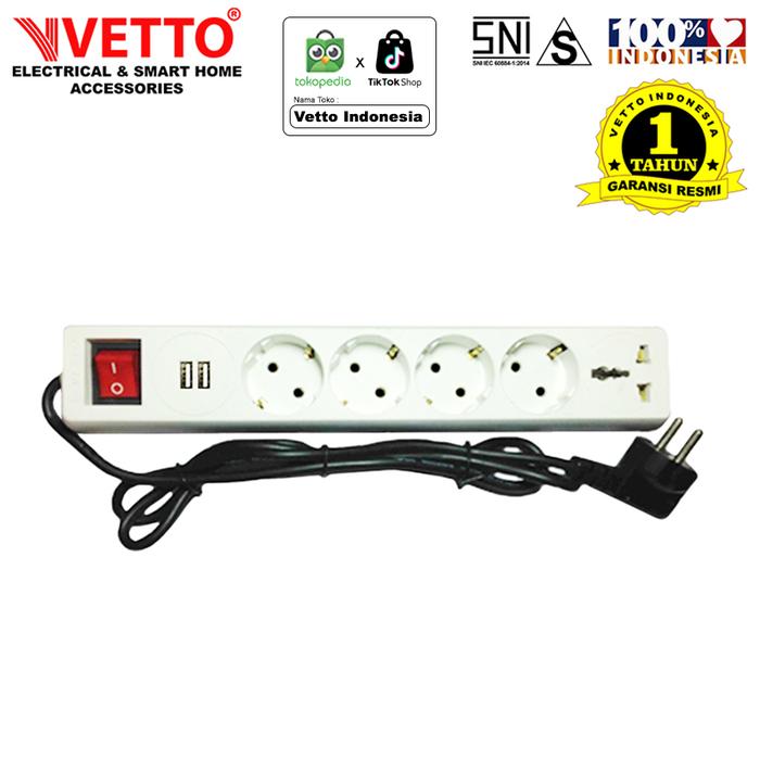 Gambar VETTO Stop Kontak V8206/5M 2xUSB - 6 Lubang 5 Meter USB SNI dari Vetto Indonesia undefined Tokopedia