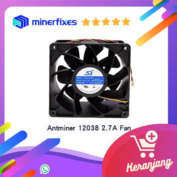 Ventola 120x120x38mm 12V Ventola Di Raffreddamento SJ SG1238BS 120x120x38 Mm Per Antminer S7 S9 D3 - 12V 2.7A Motore N12b14a - Foto 6