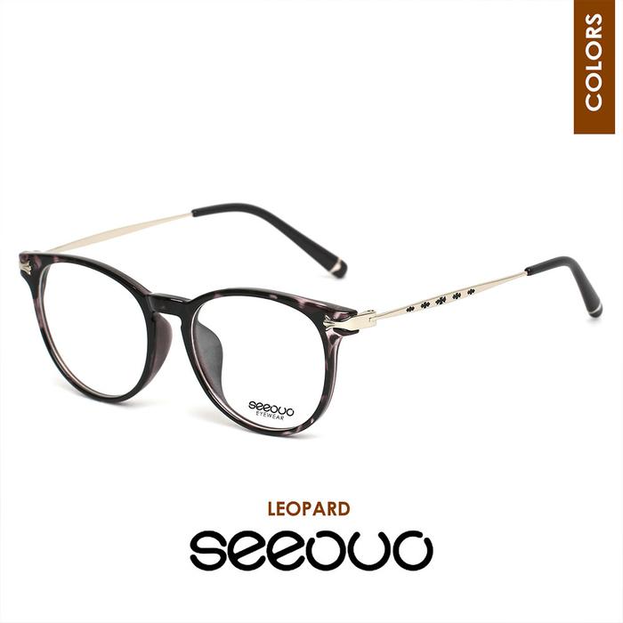 Gambar Seeouo Frame Kacamata Lens Bentuk Oval Bahan Metal Bisa Minus 6271 - LEOPARD, MIN BLUERAY dari Seeouo undefined Tokopedia