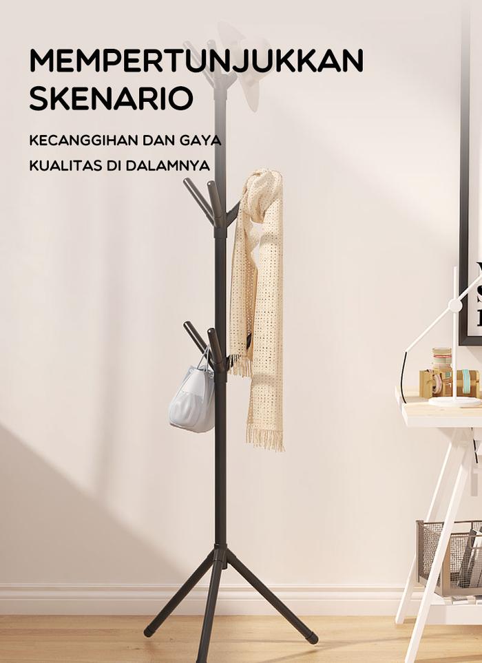 Gambar BONBOX Stand Hanger Gantungan Baju Berdiri Tiang Serbaguna BFS3507 - Hitam dari MiFun Living undefined Tokopedia