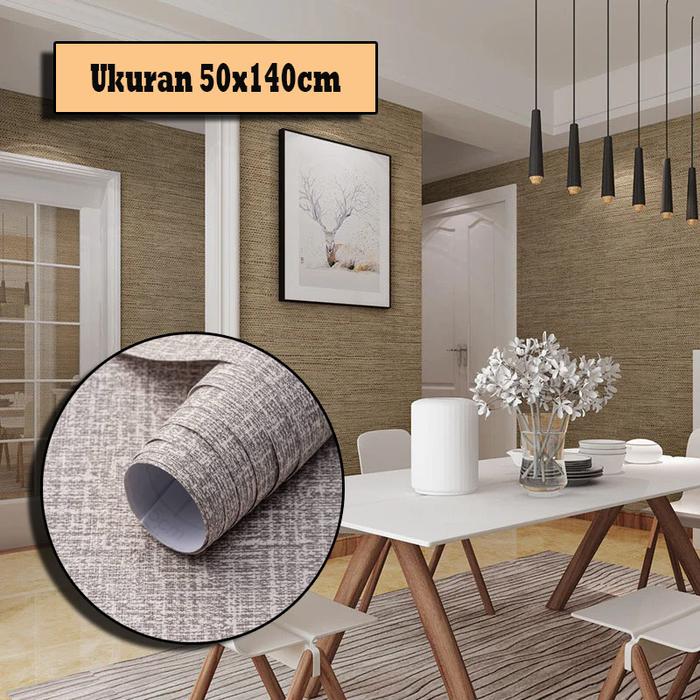 Gambar RW Wallpaper Foam Linen 3D Roll Wall Paper Dinding Rol Dekorasi - Coklat140cm dari Rumah-Wallpaper undefined Tokopedia