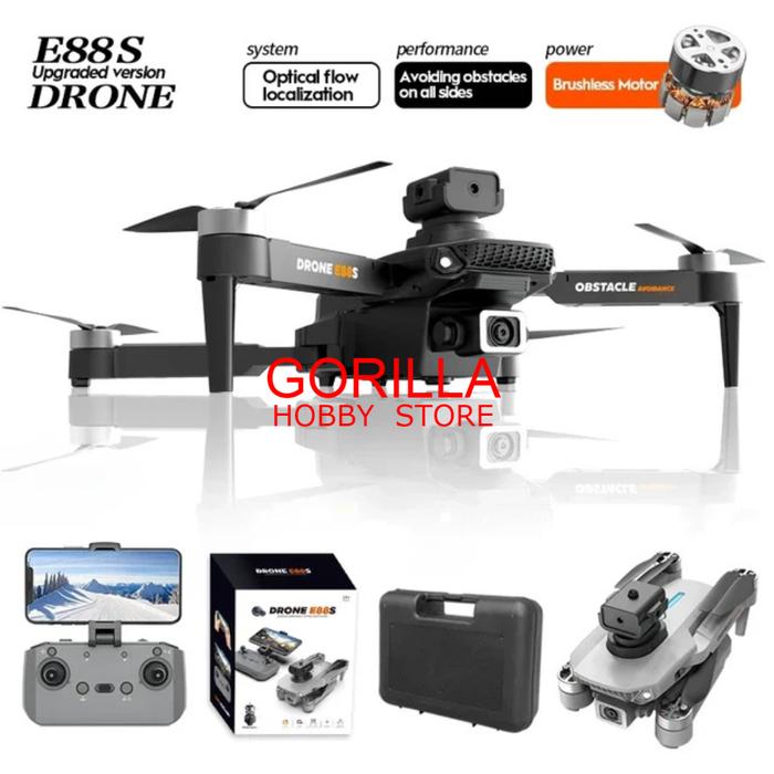Gambar drone brushless E88s camera 4K sensor anti tabrak optical flow - hitam 1 baterai dari Gorilla Hobby store undefined Tokopedia