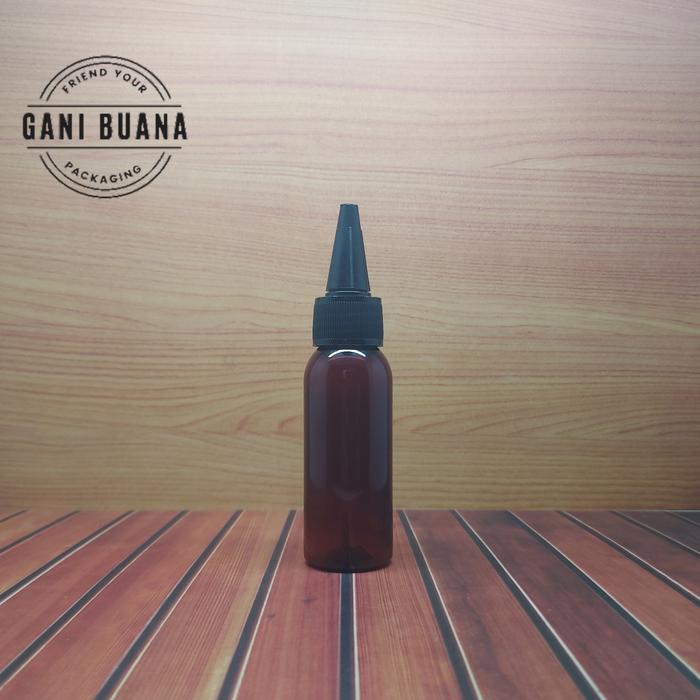 Gambar BOTOL TINTA KERUCUT 60ML AMBER NECK 24 TUTUP VARIAN WARNA/BOTOL TETES - Tutup hitam dari Gani Buana Plas undefined Tokopedia