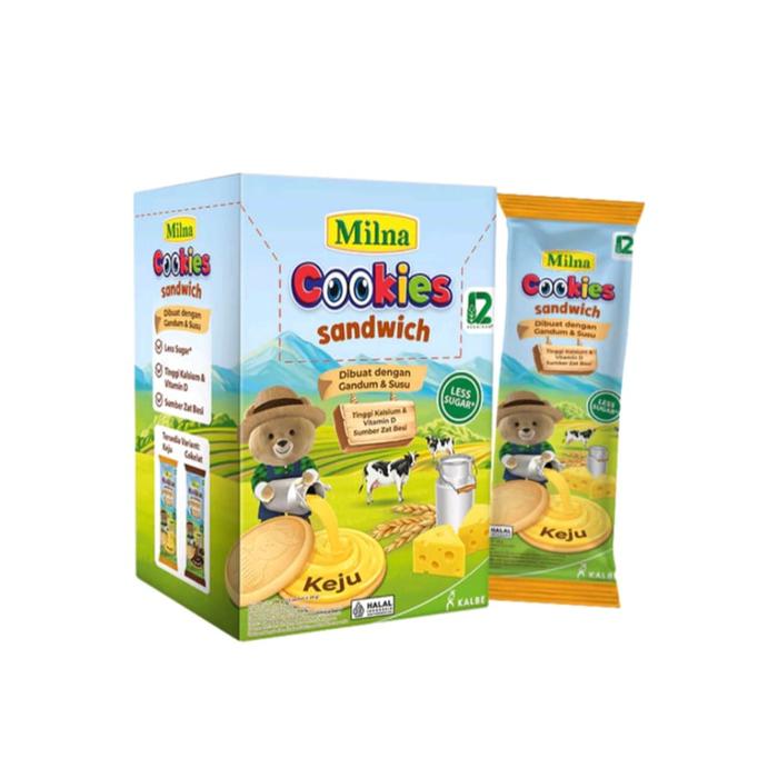 Gambar MILNA COOKIES SANDWICH RASA  COKELAT DAN KEJU ISI 12 X 24 GR - Keju dari Chika Barokah Shop undefined Tokopedia