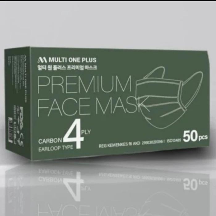 Gambar Masker 4 ply Premium Carbon Multi One Plus 4ply medis kemenkes 50pcs - Carbon Earloop dari Zipbag undefined Tokopedia