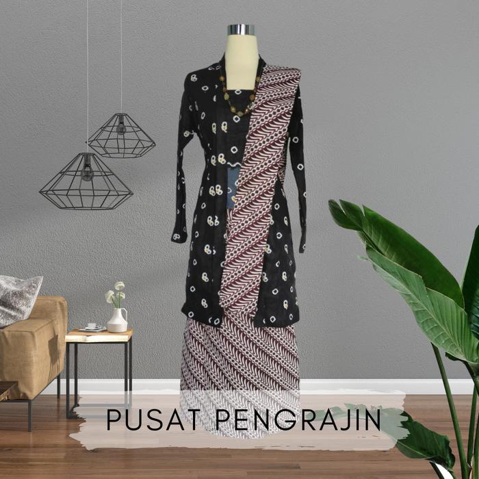 Gambar Set Kebaya Kutubaru Jumputan Panjang - Hitam, S dari Pearl Scallop undefined Tokopedia