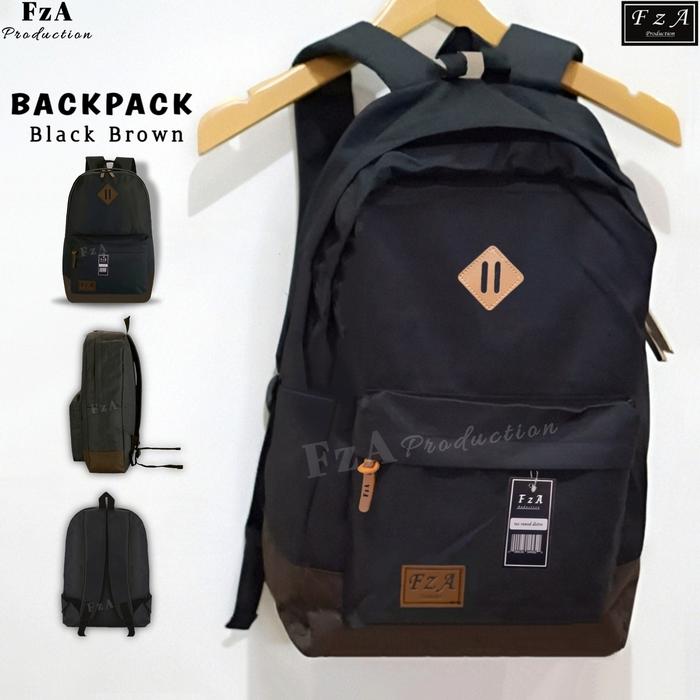 Gambar Tas Ransel Distro Casual Pria Wanita Original FzA-Navy Blue Fz - Black Brown dari FzA Official undefined Tokopedia