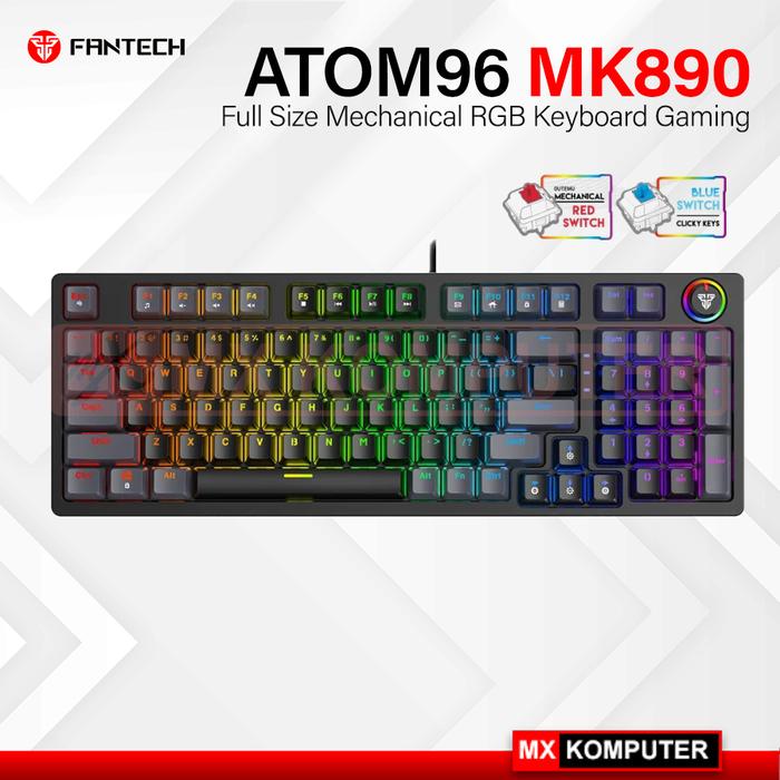 Gambar Fantech Atom96 MK890 RGB Keyboard Gaming Mechanical 96 Keys - Black, Red Switch dari MXKomputer_NEW undefined Tokopedia