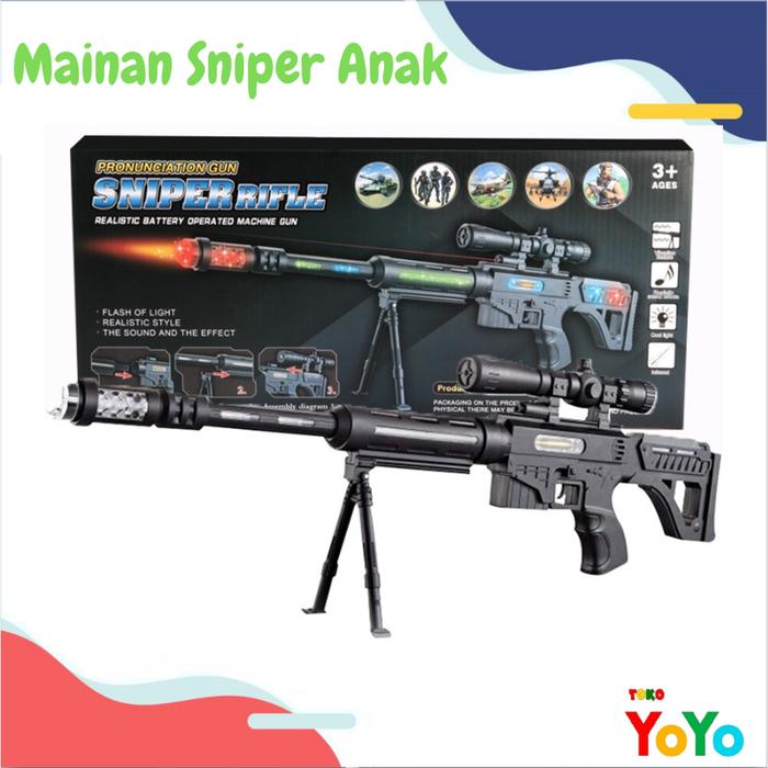 Gambar Mainan Pistol Anak Mainan Tembak Tembakan Sniper Gun ada Lampu Laser - Sniper_Rifle dari Baby.Toys undefined Tokopedia
