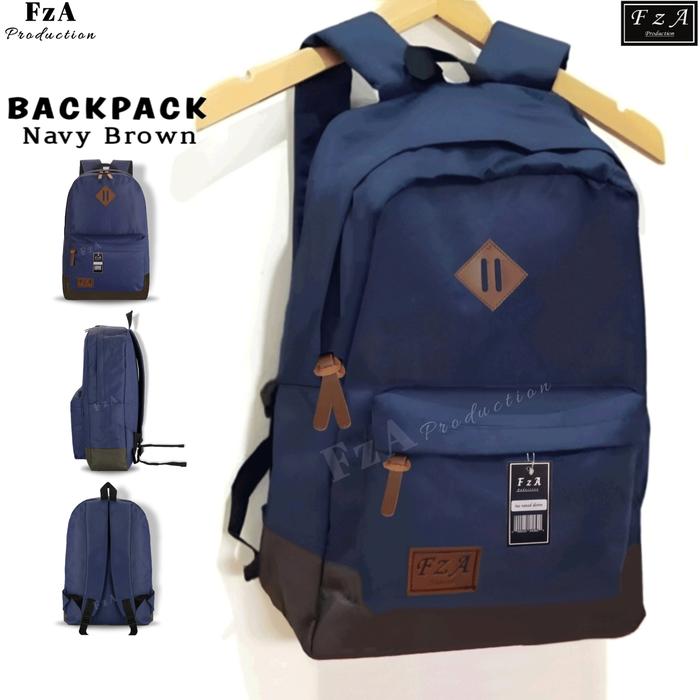 Gambar Tas Ransel Distro Casual Pria Wanita Original FzA-Navy Blue Fz - Navy Brown dari FzA Official undefined Tokopedia
