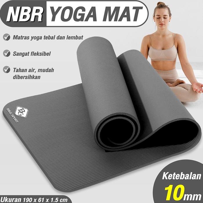 Gambar HTD Sport Matras Yoga Mat NBR 15mm 10mm Olahraga Senam Lantai Meditasi - Abu-abu-10MM dari CV YOSUA INC undefined Tokopedia