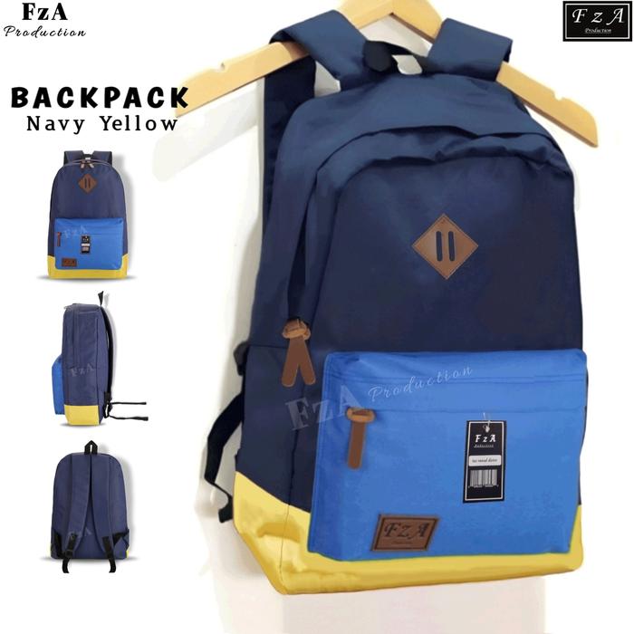 Gambar Tas Ransel Distro Casual Pria Wanita Original FzA-Navy Blue Fz - Navy Yellow FZ dari FzA Official undefined Tokopedia