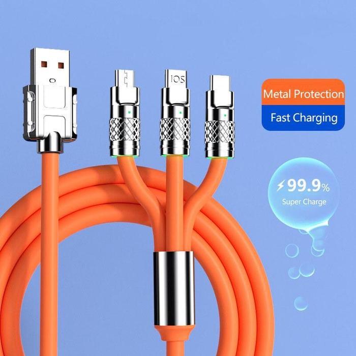 Gambar Kabel Data 3 in 1 Fast Charging Android iPhone Ios Micro Type-C - Orange dari Goys Official Store undefined Tokopedia