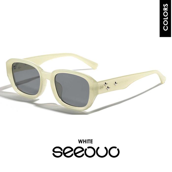 Gambar Seeouo Sunglasses AntiUV400 Protection Style Y2K Kotak Star TR90 95241 - WHITE dari Seeouo undefined Tokopedia
