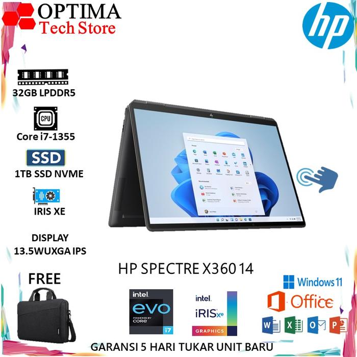 Gambar HP SPECTRE X360 14 EF2002TU i7-1355U Ram 32GB 1TBSSD 13.5 Touch WUXGA - Unit Only dari Optima Tech undefined Tokopedia