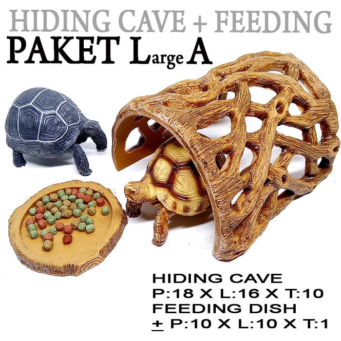 Gambar Paket hiding cave feeding dish kura Tortoise sulcata sembunyi reptile - PAKET LA dari reptile store id undefined Tokopedia