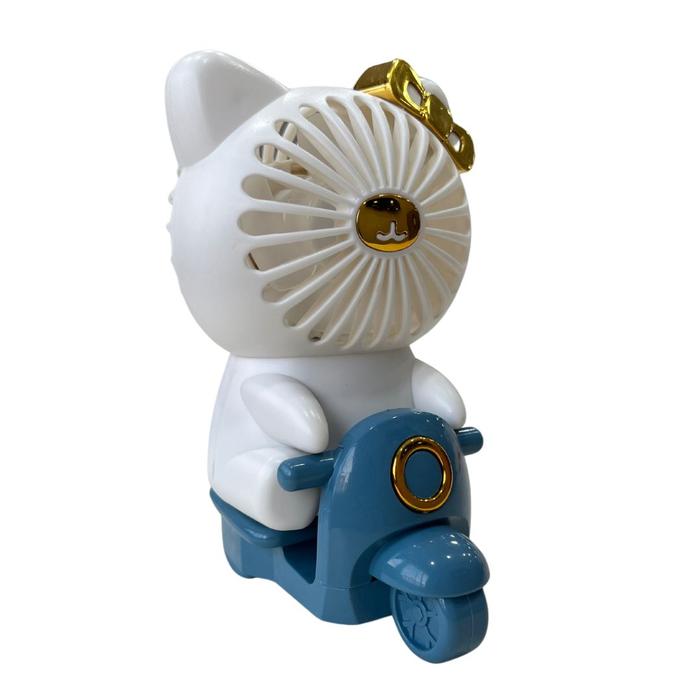 Gambar KIPAS ANGIN MINI KARAKTER HELLO KITTY NAIK MOTOR PORTABLE FAN - Biru dari DeHome Store_NEW undefined Tokopedia