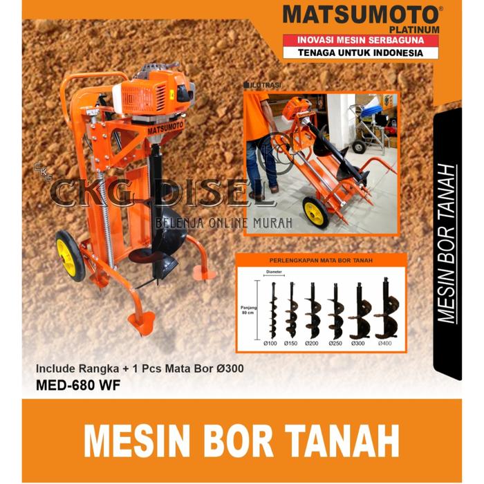 Jual Mesin Bor Tanah Eart AUGER MATSUMOTO MED-680 WF + DRILL 8 INCH ...