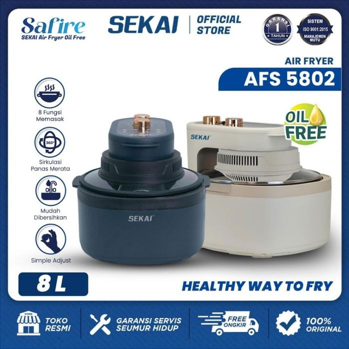 Gambar SEKAI Air Fryer Jumbo 8 Liter AFS 5802 AFS5802 Air Fryer Garansi Resmi - Putih dari amac electronic store undefined Tokopedia
