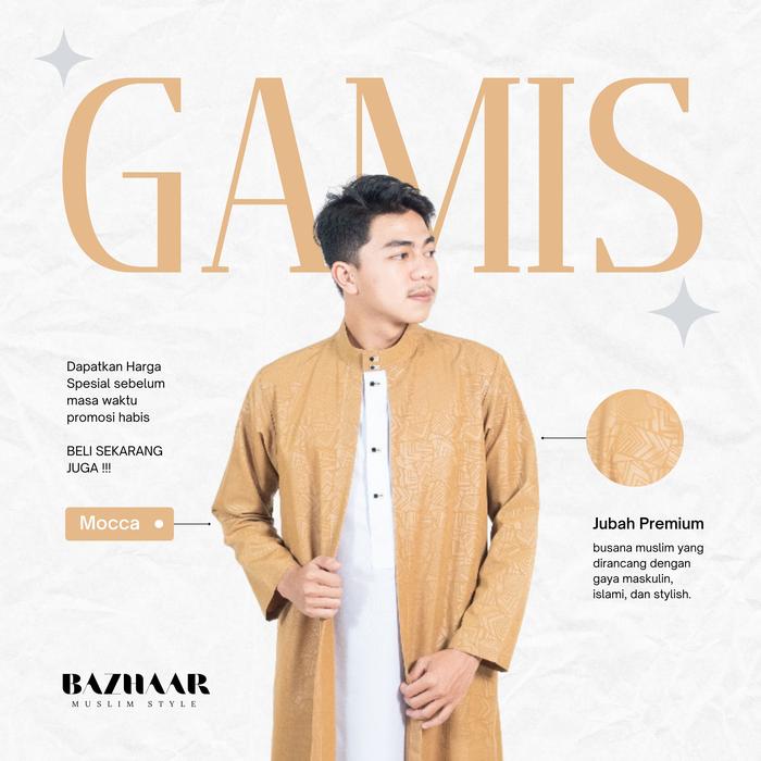 Gambar Gamis Pria 2 In 1 Luar Dalam Lengan Panjang Jubah Embos Motif - Mocca, L dari Bazhaar undefined Tokopedia
