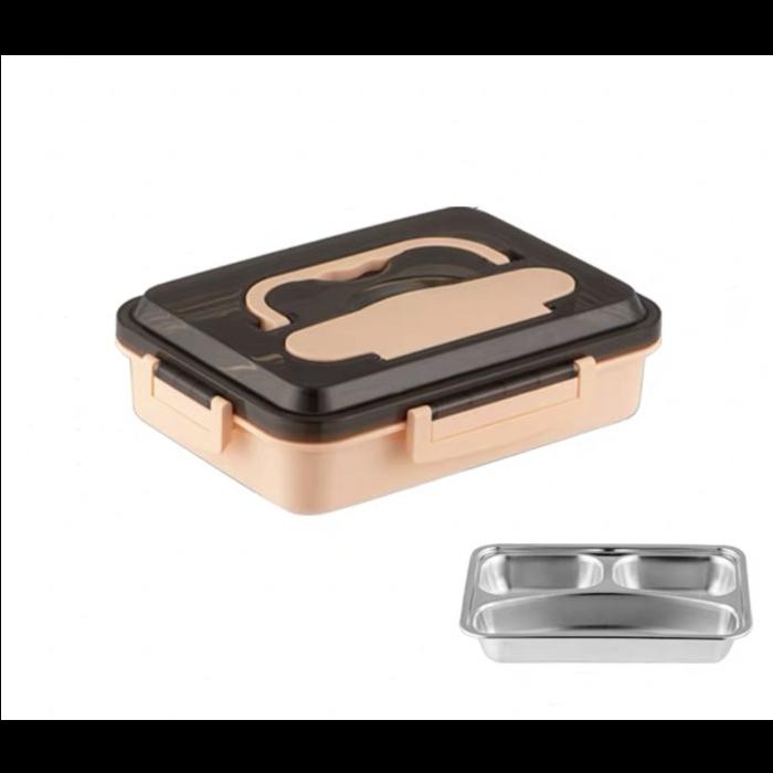 Gambar Lunch Box Sekatan 3 Anti Tumpah Dan Tahan Panas Kotak Lauk Sendok Set - Pink Tanpa Tas, Tanpa Bubble dari Oddstore168 undefined Tokopedia