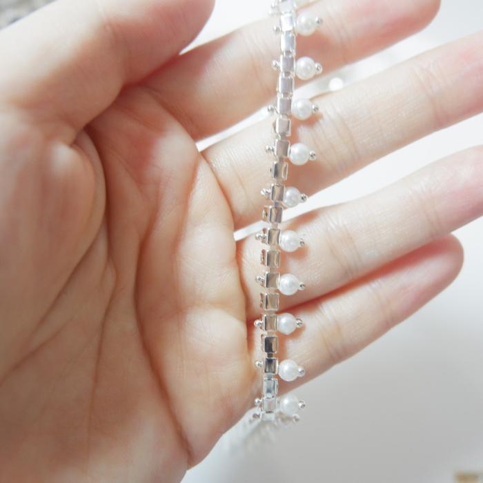 Gambar LM-021 harga per10cm min beli 30cm Aksesoris Payet Jahit Mutiara Pearl - Silver dari amerieacc undefined Tokopedia