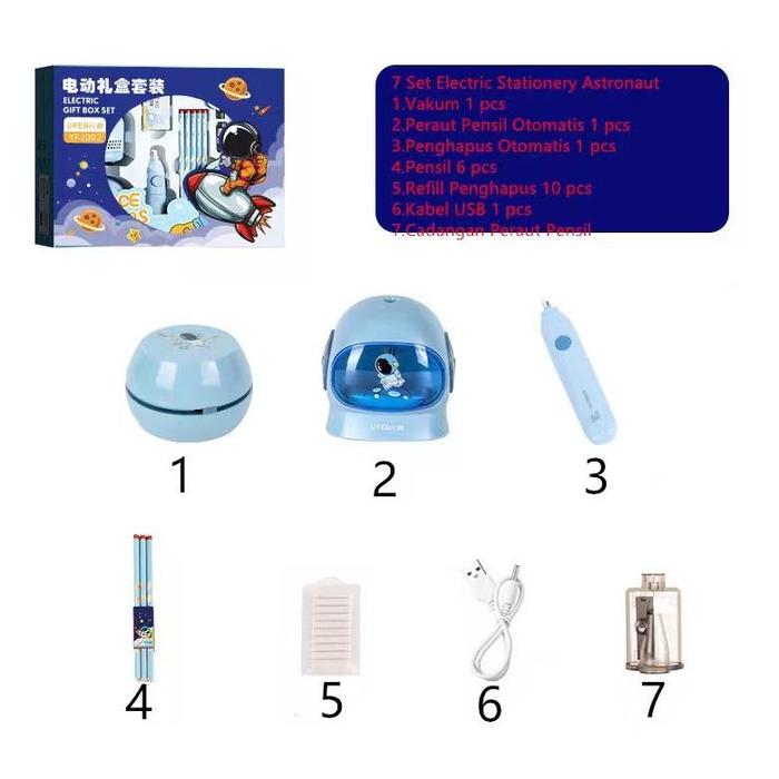 Gambar ' ELECTRIC STATIONERY SET / SET ALAT TULIS ELEKTRIK FOR TABLE RAUTAN' - 7 SET Biru dari Maryam3 undefined Tokopedia