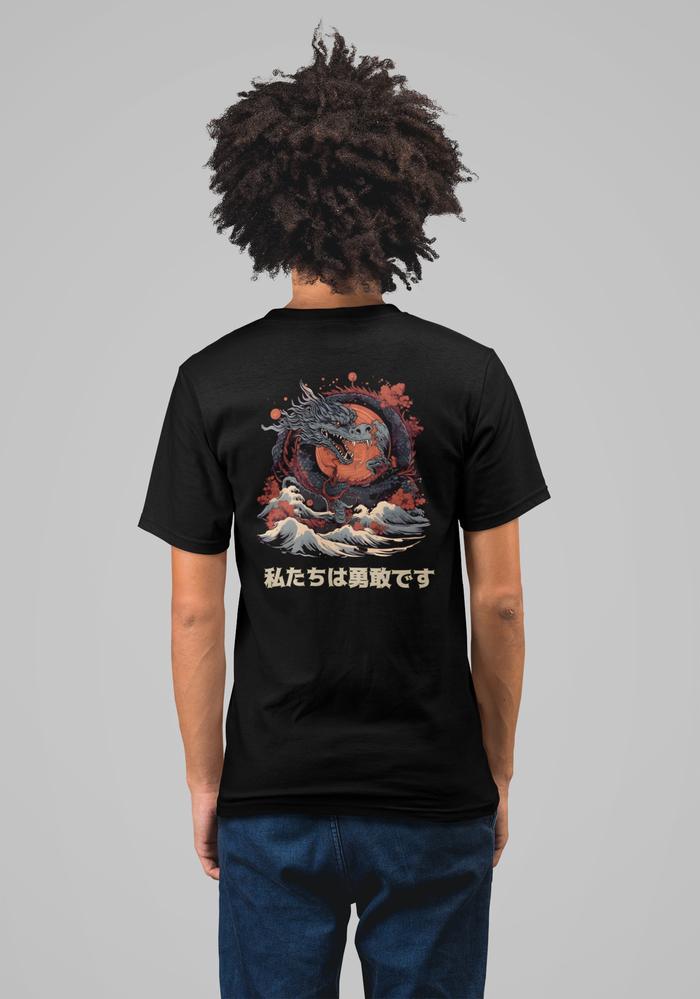 Gambar kaos naga jepang premium cotton hitam original by stampted.id - Hitam, S dari STAMPTED.ID undefined Tokopedia