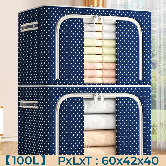 Gambar lipat Storage Box baju kotak penyimpanan organizer box 24L 66L 100L - 2PCS/100L/Biru dari storage box organizer undefined Tokopedia