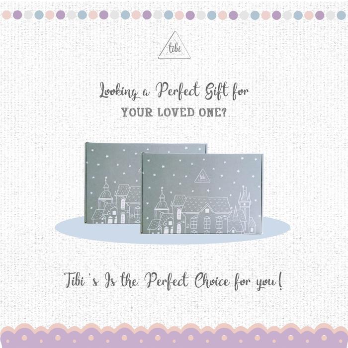 Gambar TIBI - Gift package - gift box - card - ribbon + bubble wrap - 30x20x8cm, GIFT BOX + CARD dari Tibikidswear undefined Tokopedia