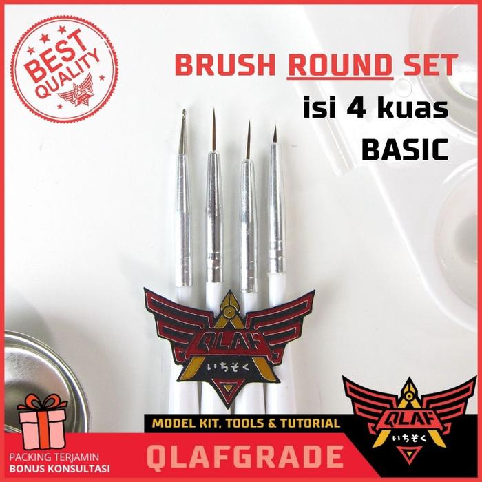 Gambar Basic Brush Set kuas flat round cat paint model kit hand brush - ROUND SET dari Wahkhilaf undefined Tokopedia