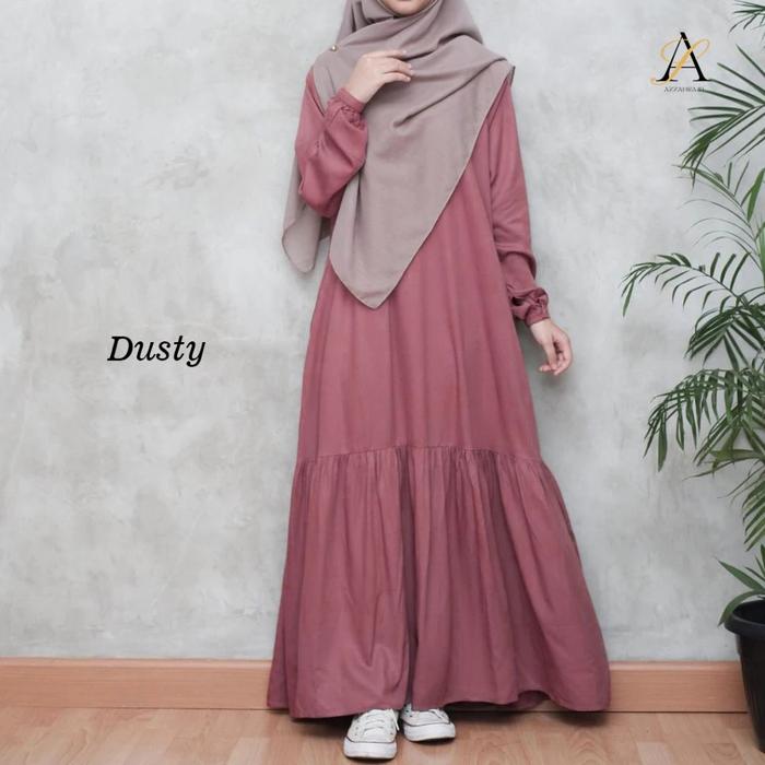 Gambar Meera Dress gamis polos syar'i - Camel Pink, L dari alfatih.gallery undefined Tokopedia